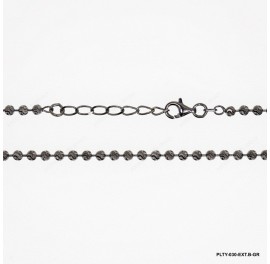 PLTY-030, Round 3mm Swirl Cut Bead Chain with Extender B