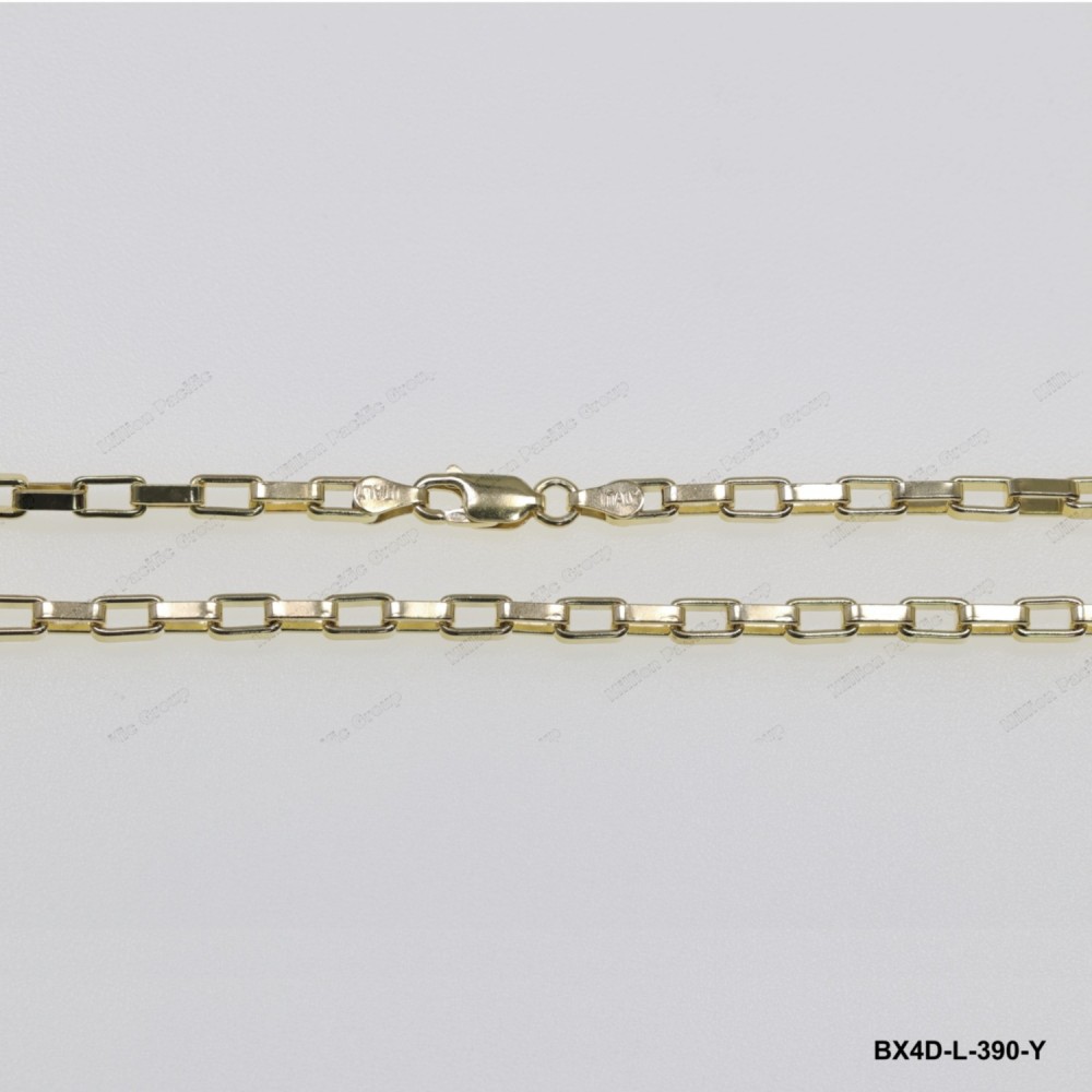 BX4D-L-390-Y, Half Long Box Chain 4 Diamond Cut Veneziana