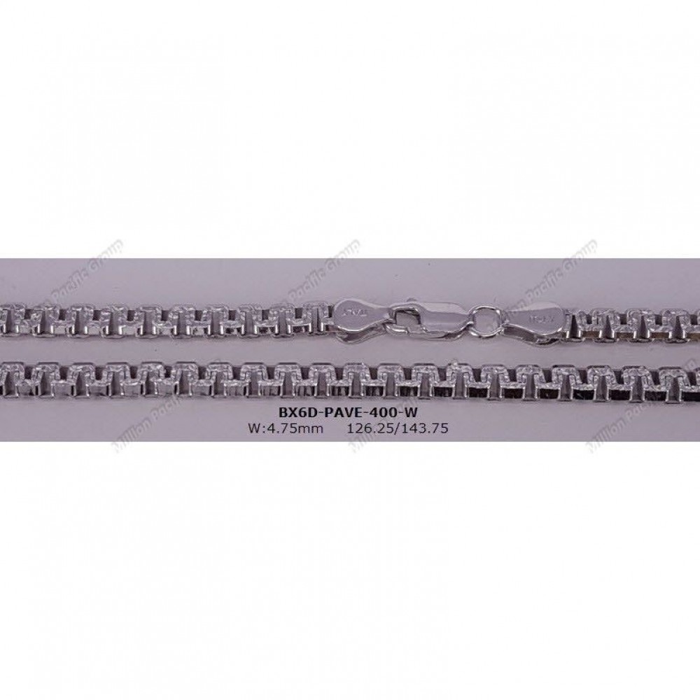 Pave Greca Box Chain Oval 6 Diamond Cut Veneziana