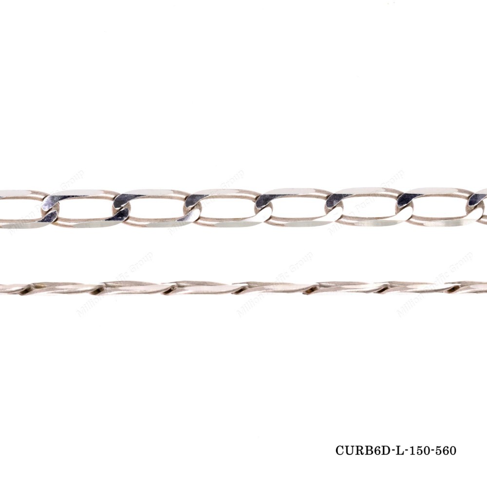 Long Curb 6 side Diamond Cut Chain