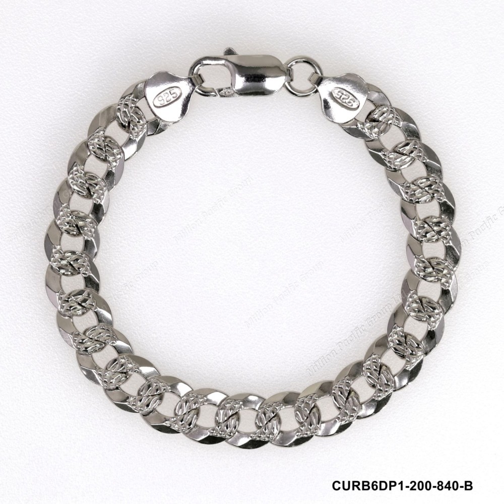 Curb 6 side Diamond Cut Pave Chain