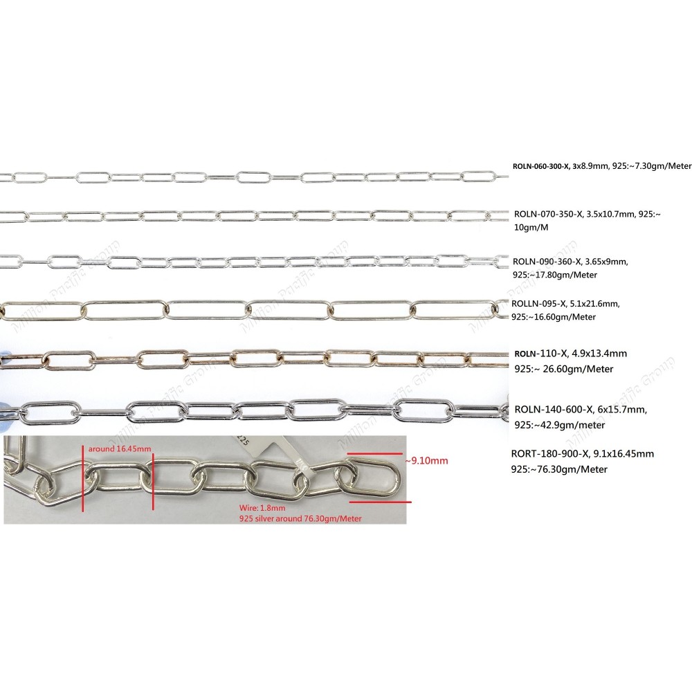 Paper Clip Round wire Chain Rectangle Rolo Anchor Cable Chain
