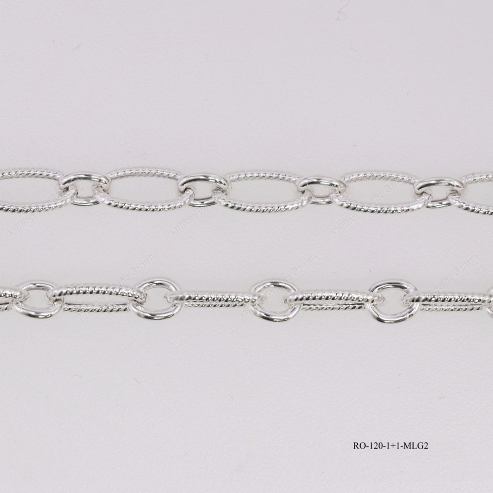 Oval Rolo 1+1 with Diamond Cut