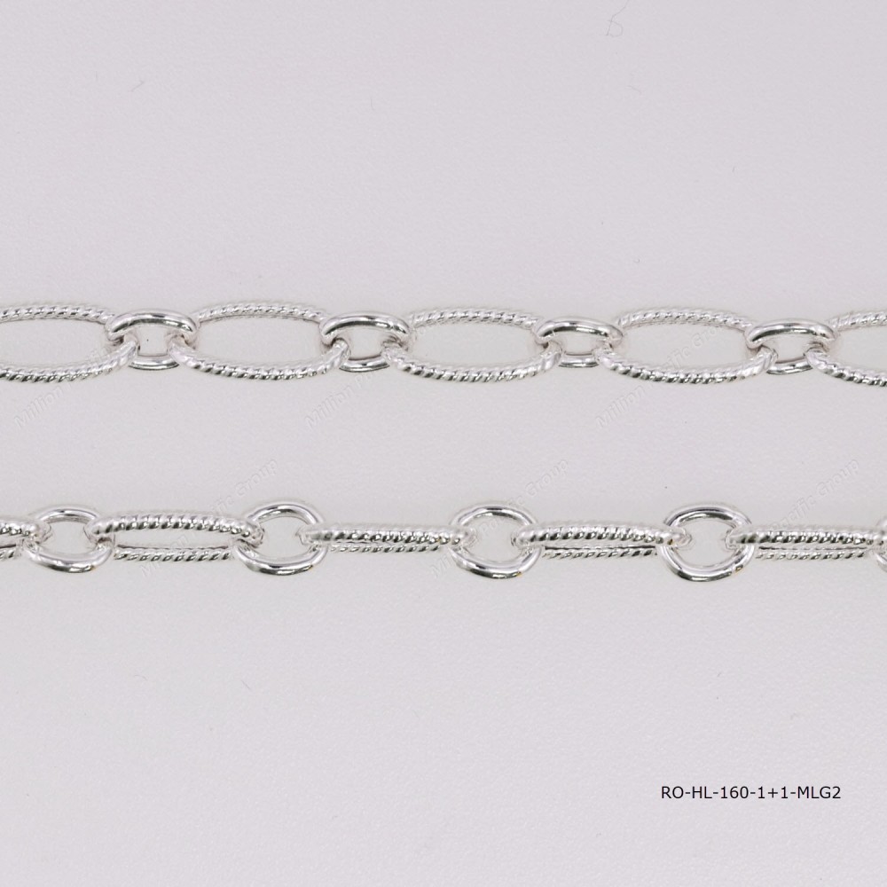 Hollow Oval Rolo 1+1 with Diamond Cut