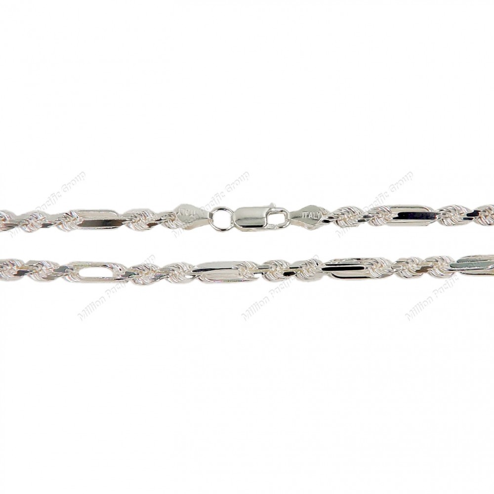 Hollow Rope diamond cut alternating Chain