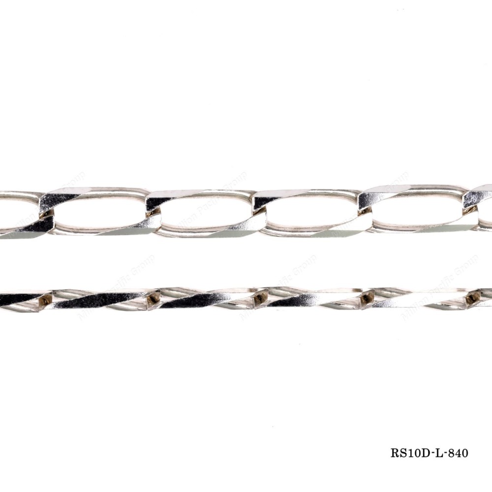 Long Curb 10 side Diamond Cut Chain