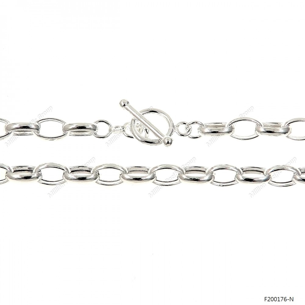 Hollow Oval Belcher Oval Rolo Half Round Wire Toggle T Bar Clasp Necklace 