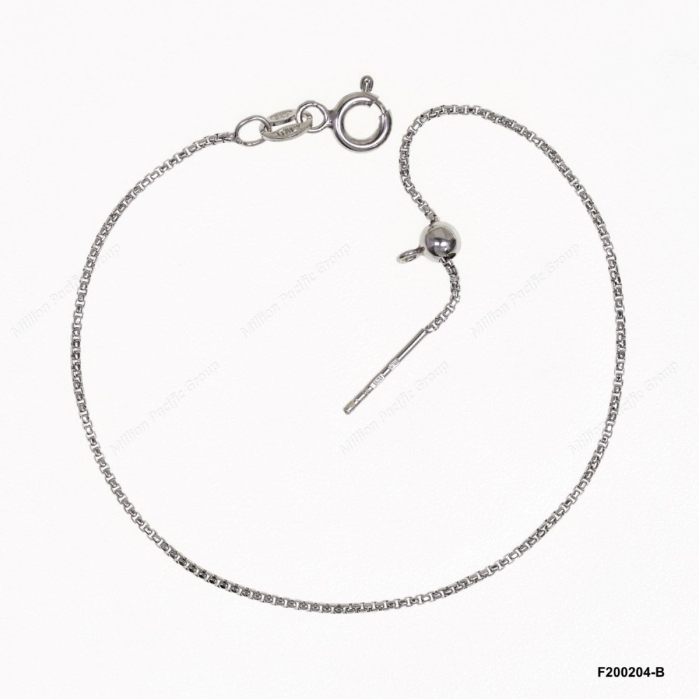 Round Box Chain1.05mm Box Half Round Wire Veneziana Round Bead Slider Pin End Necklace