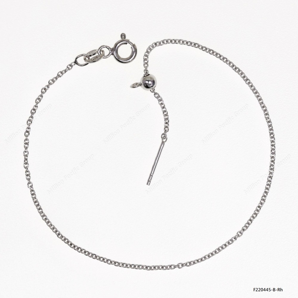 Oval Rolo Cable Anchor Chain Round Bead Stopper Pin End Bracelet 