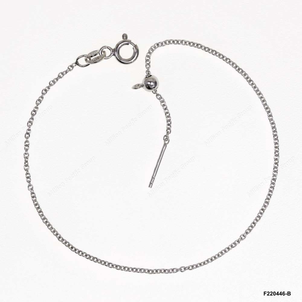 Oval Rolo Cable Anchor Chain Round Bead Slider Pin End Bracelet