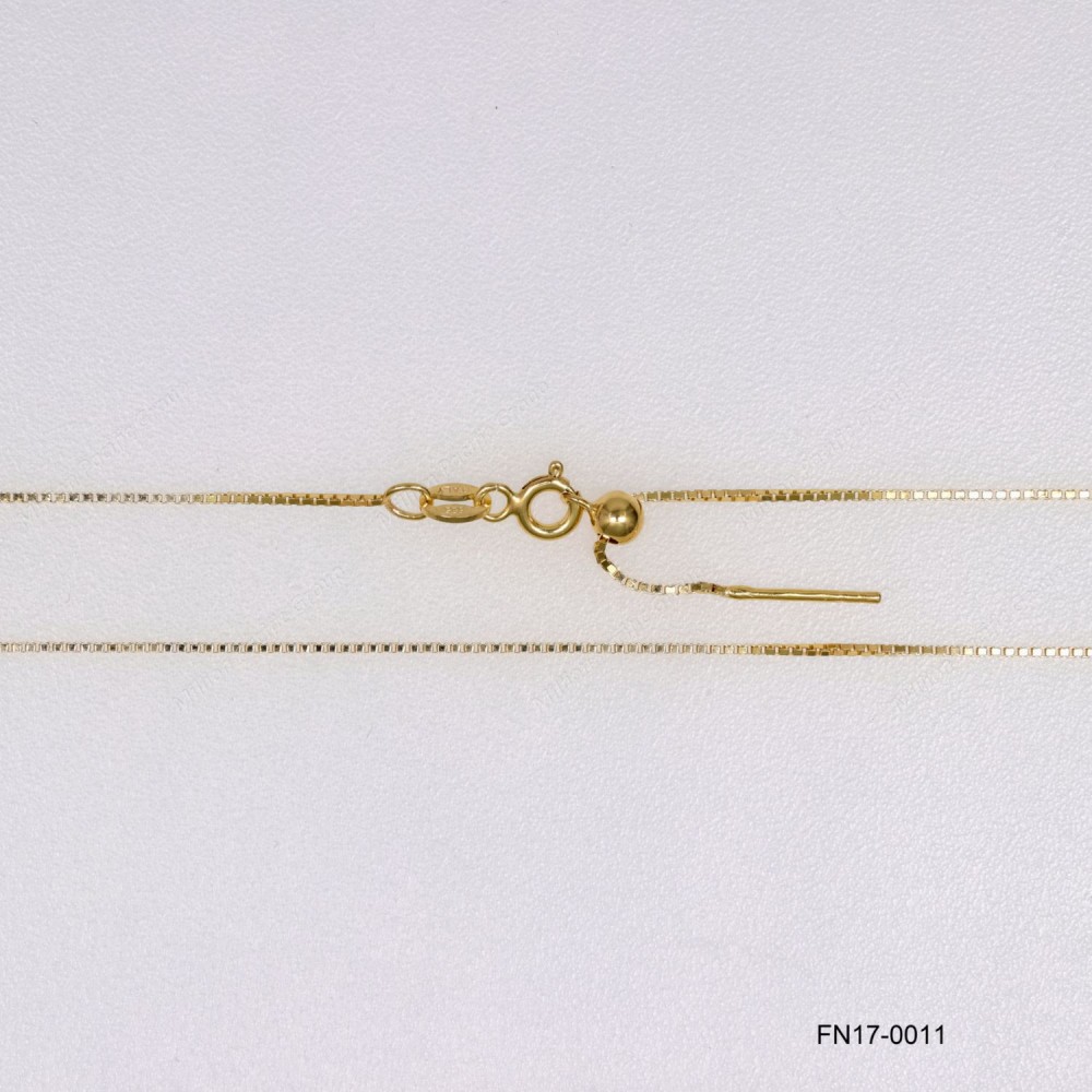 Box Chain Veneziana 0.8mm Round Stopper Slider bead Pin End Necklace