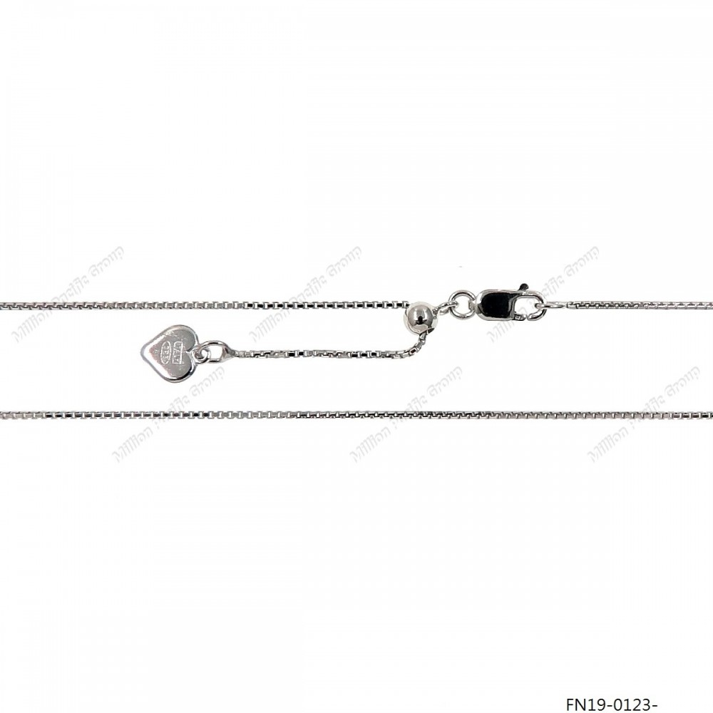 Veneziana Box Chain 8DC 0.8mm Chain Round Bead Slider Heart Tag End Necklace