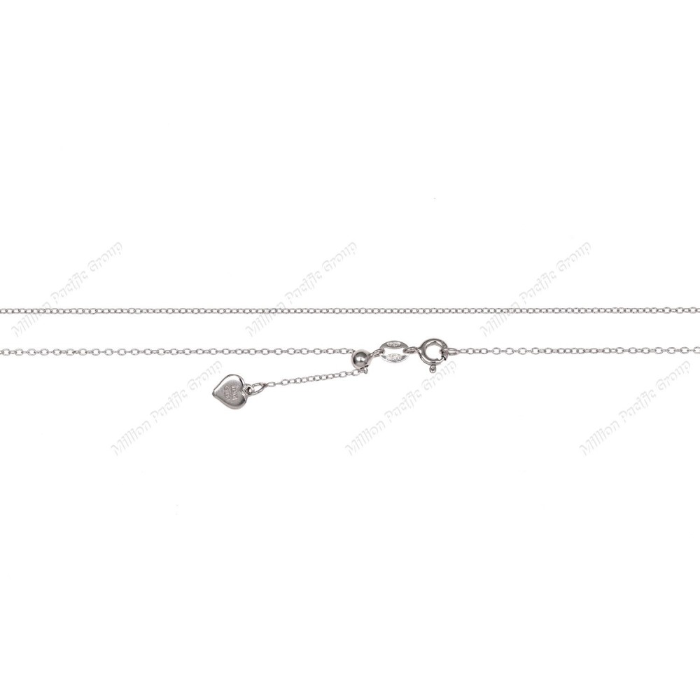 Sterling Silver Round Bead Slider Necklace Heart Logo Tag Oval Rolo Chain