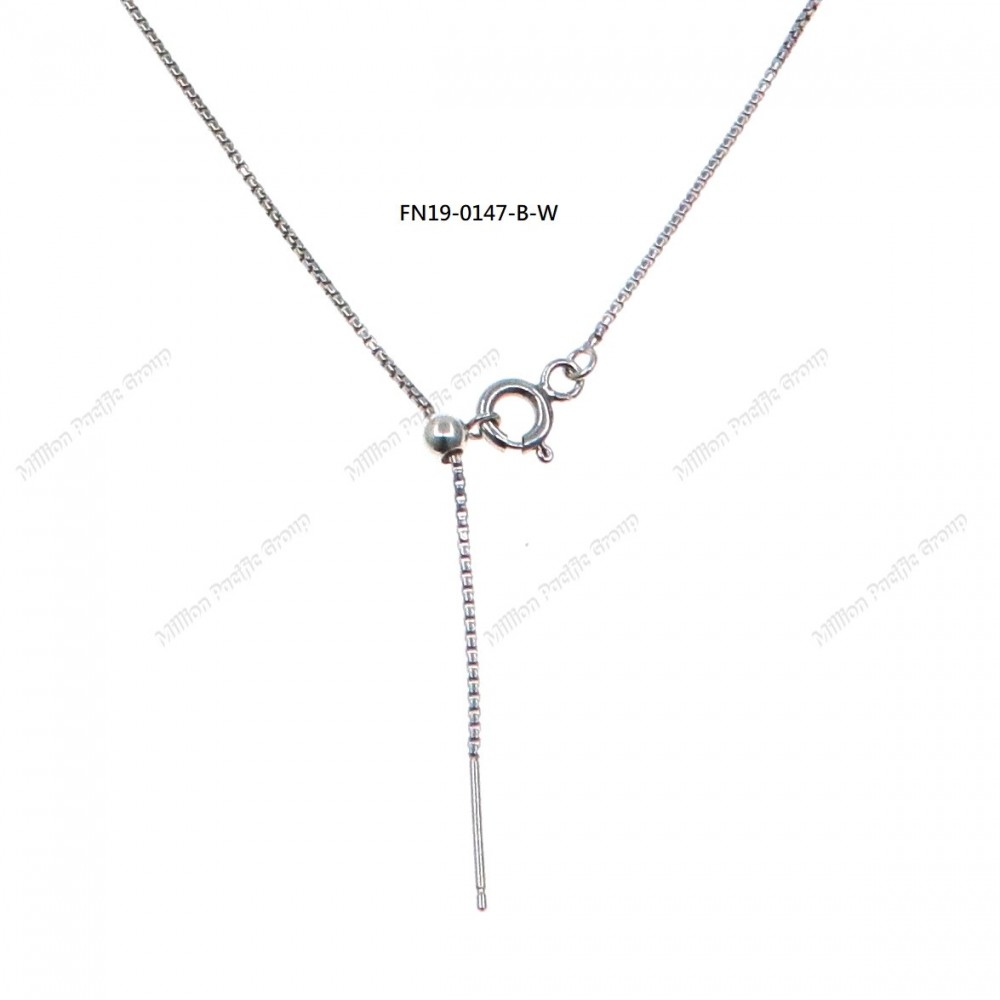 Sterling Silver Round Bead Slider Necklace Pin finishing Round Box Chain